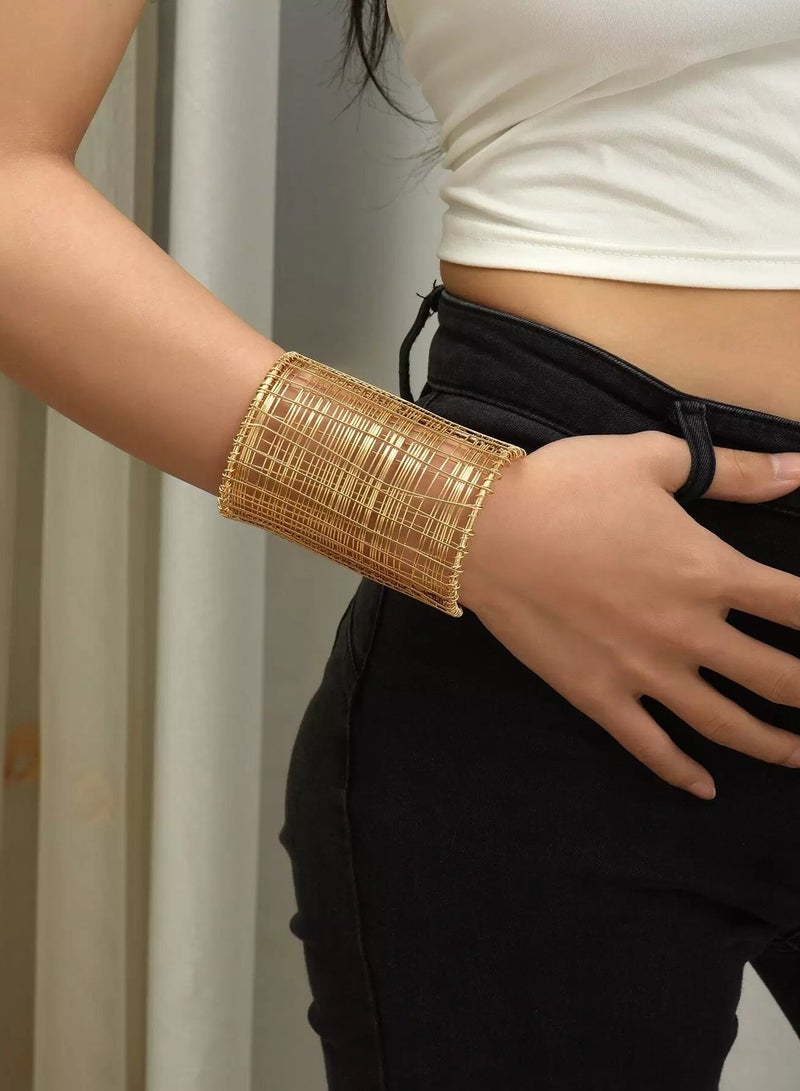 Hollow Out Wide Iron Bangle  - Image 1