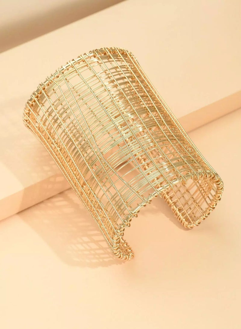 Hollow Out Wide Iron Bangle  - Image 3