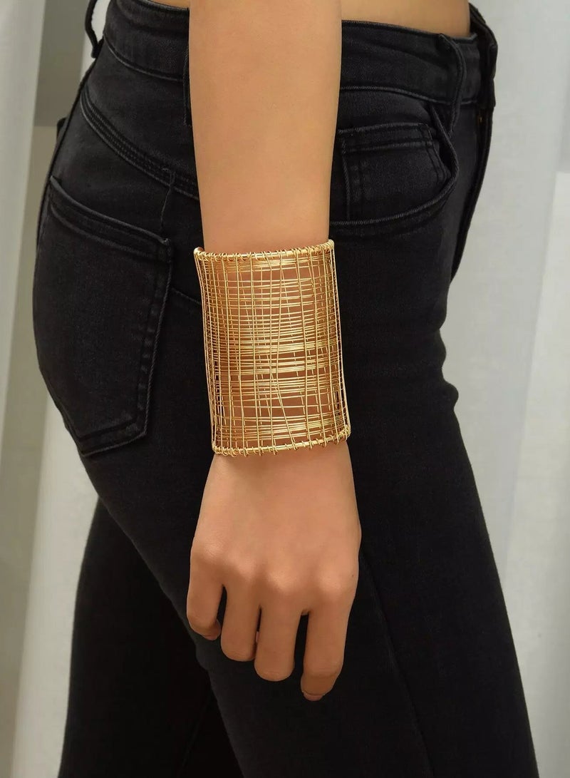 Hollow Out Wide Iron Bangle  - Image 4