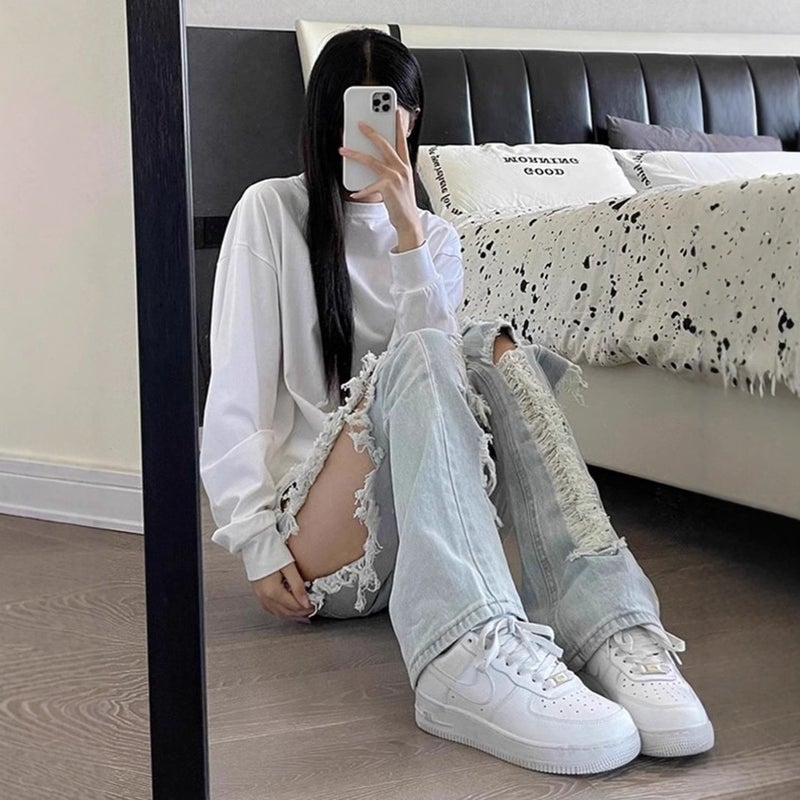 Unisex Classic Denim Jeans Loose Fit Daily Outdoor Wear - Image 4