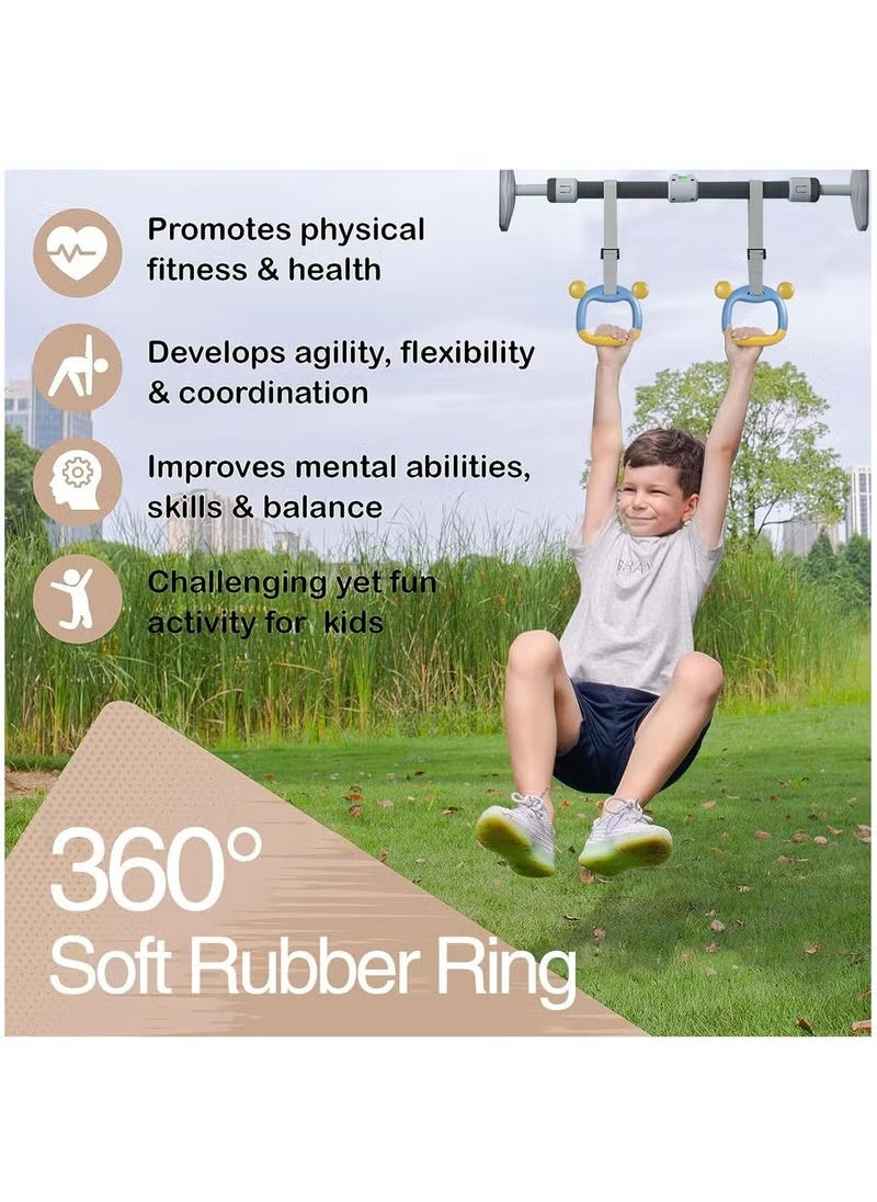 Arabest Gymnastic Rings, Kids Pull Up Ring Support 400KG, Portable Adjustable Exercise Gymnastic Hanging Rings Pull Ups Training Tool,Home Fitness Equipment Rings for Children  - Image 3