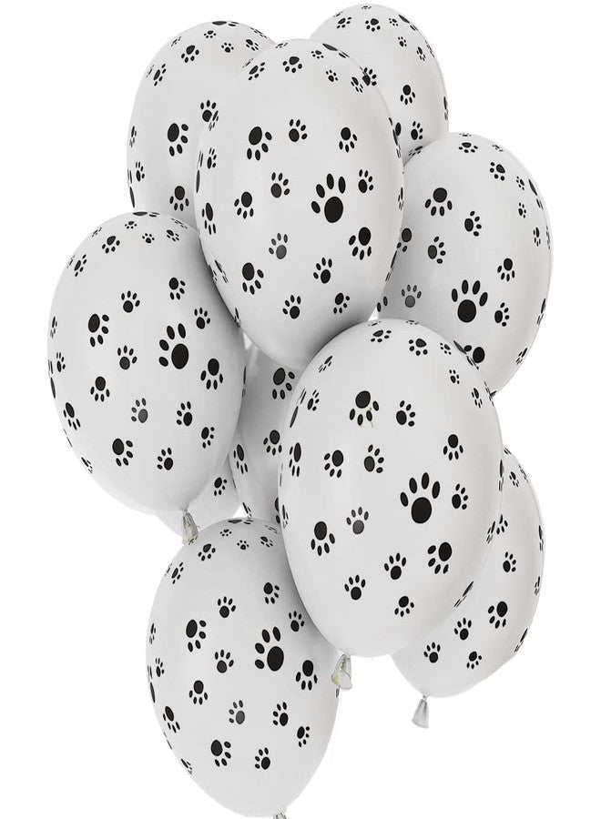 DelightBox Paw Prints-A-Round Biodegradable Latex Balloons, White with Black paw prints All-Around, 11-Inch (12-Units) - Image 1