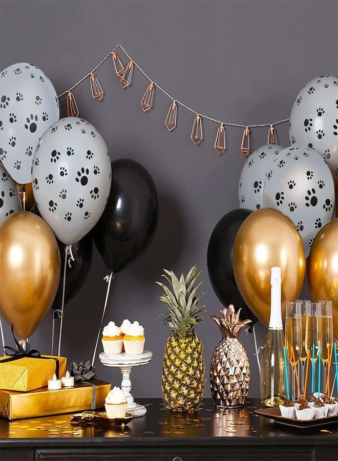 DelightBox Paw Prints-A-Round Biodegradable Latex Balloons, White with Black paw prints All-Around, 11-Inch (12-Units) - Image 5
