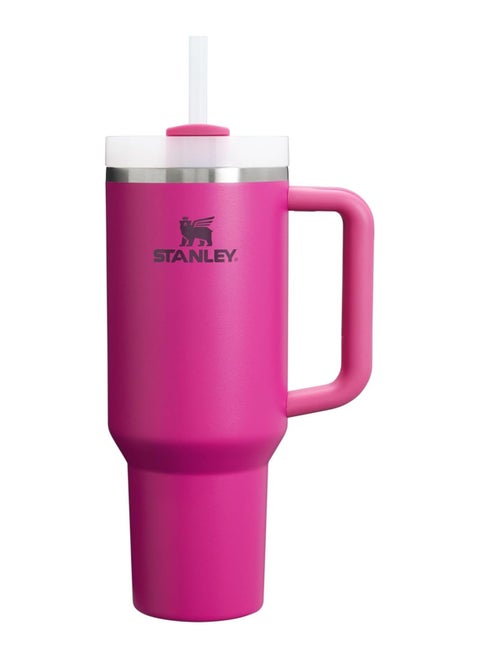 Quencher H2.0 Tumbler with Handle & Straw 40 oz | Twist On 3-Way Lid | Cupholder Compatible for Travel | Insulated Stainless Steel Cup | BPA-Free | Fuscia
