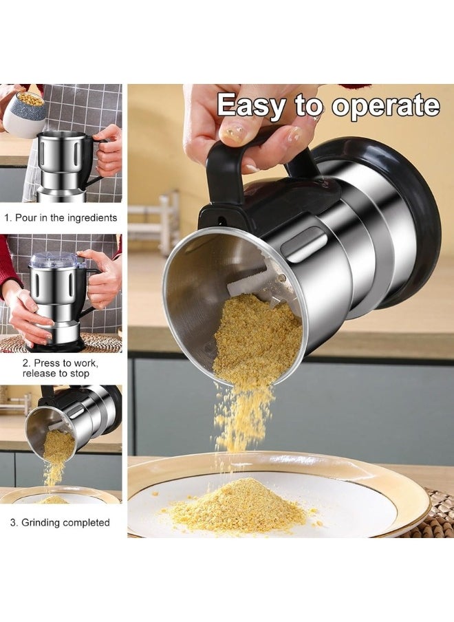 Group Tiger Stainless Steel Electric Coffee Grinder, Multifunctional 130W 500ml Capacity, Stainless Steel Portable Electric Grain Grinder for Nuts, Spices, Coffee Beans, Seasonings, Herbs, and Dry Food  - Image 4