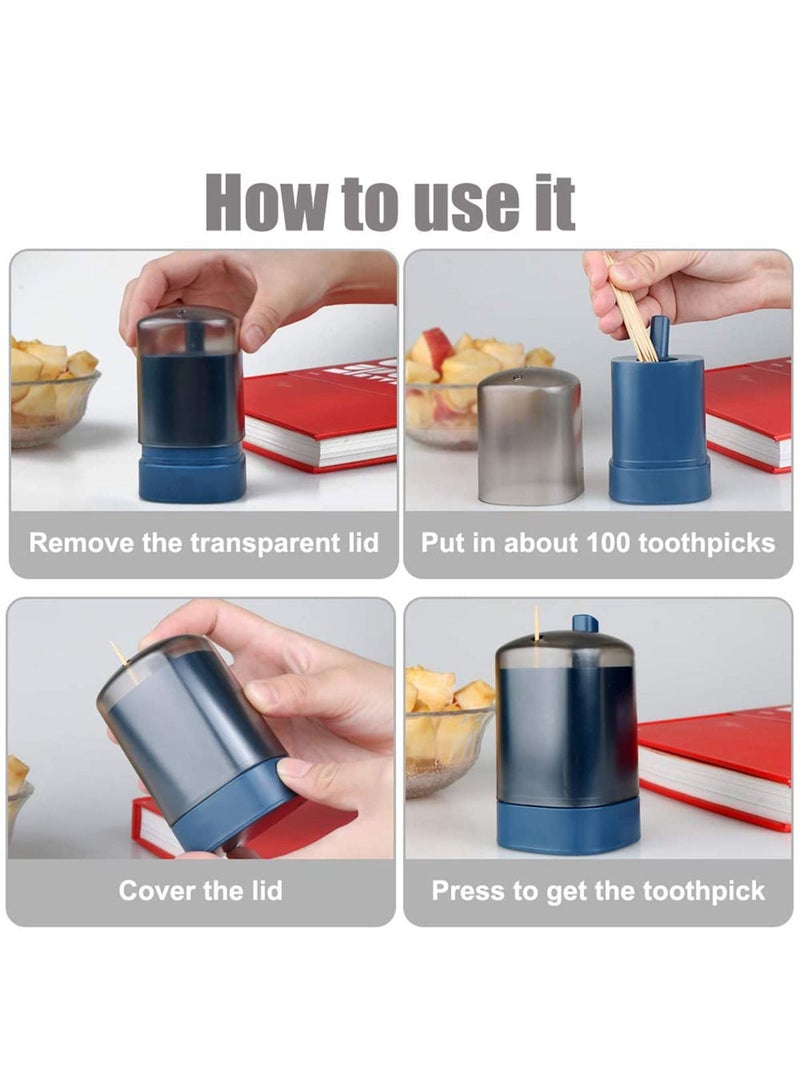 SYOSI Pop-Up Toothpick Holder, Semi-Automatic with Transparent Lid, Small & Spacious, Press Type Sturdy Safe Toothpics Container Storage Plastic Box, Perfect for Kitchen Restaurant Parties (Blue) - Image 4