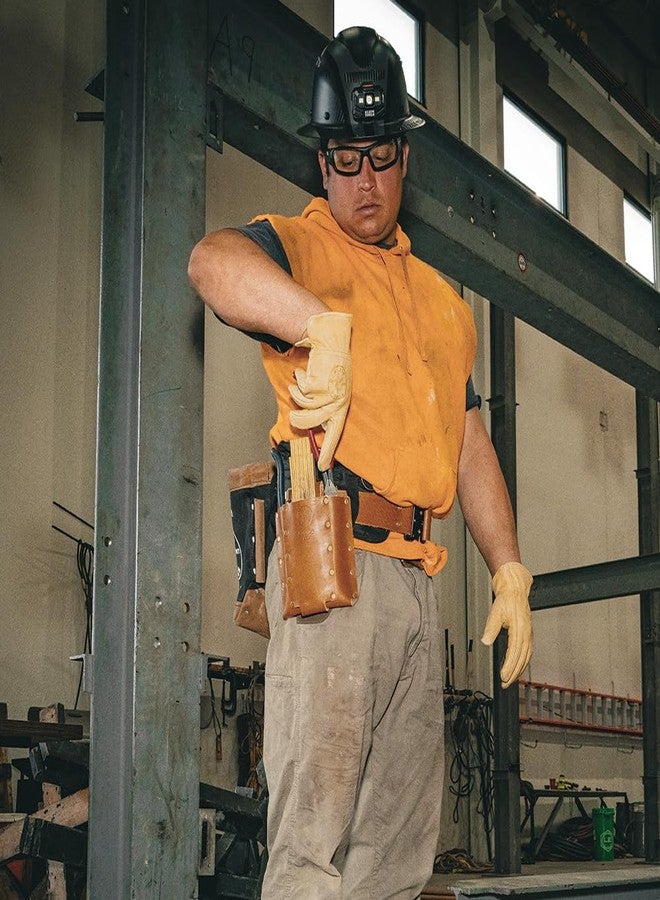 Klein Tools 5818P3 3-Pocket Leather Tool Holder, Compact Riveted Pouch for Pliers, Cutters, Measuring Tools, Tunnel Loop, Fits 3-Inch Belts - Image 3