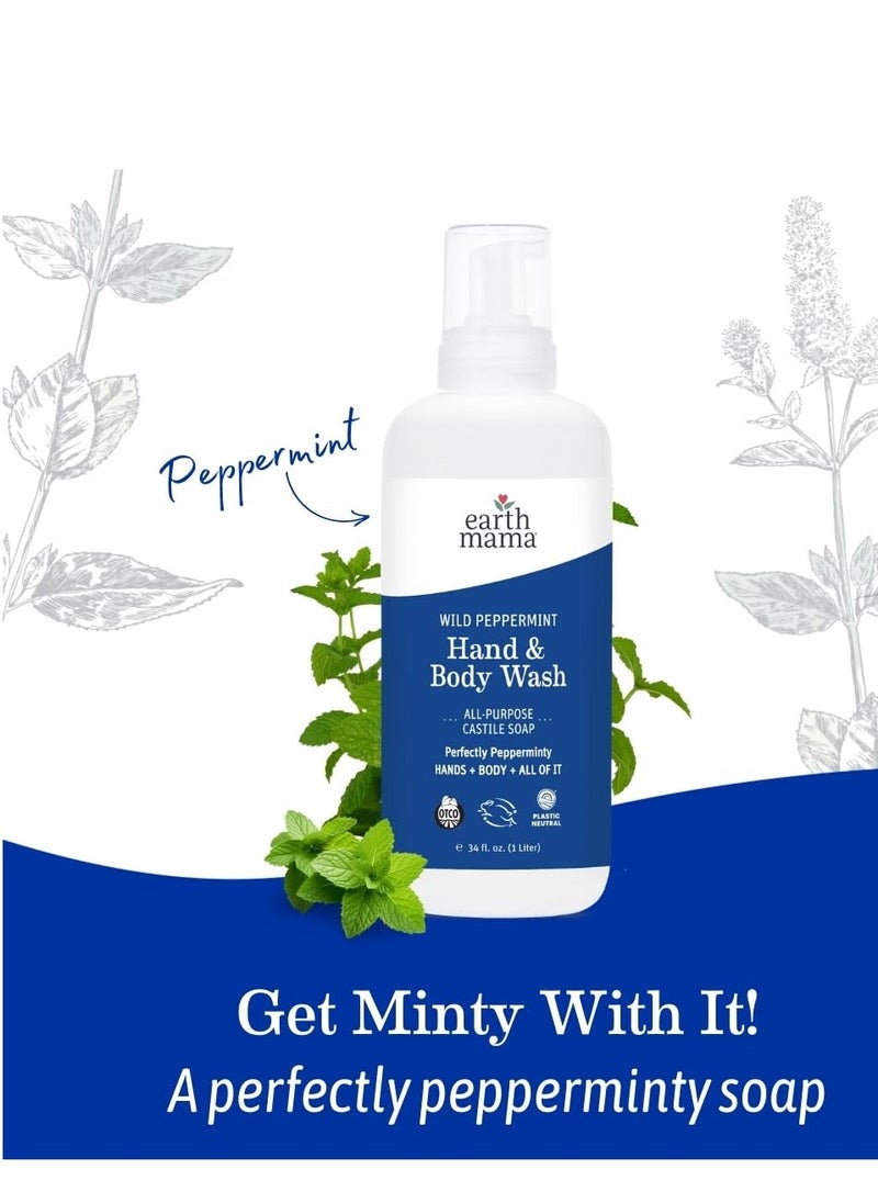 Earth Mama Earth Mama Wild Peppermint Hand & Body Wash | Foaming Castile Soap Liquid and Hand Soap, Made with Organic Wild Mint & Peppermint Oil, 34 fl oz  - Image 2