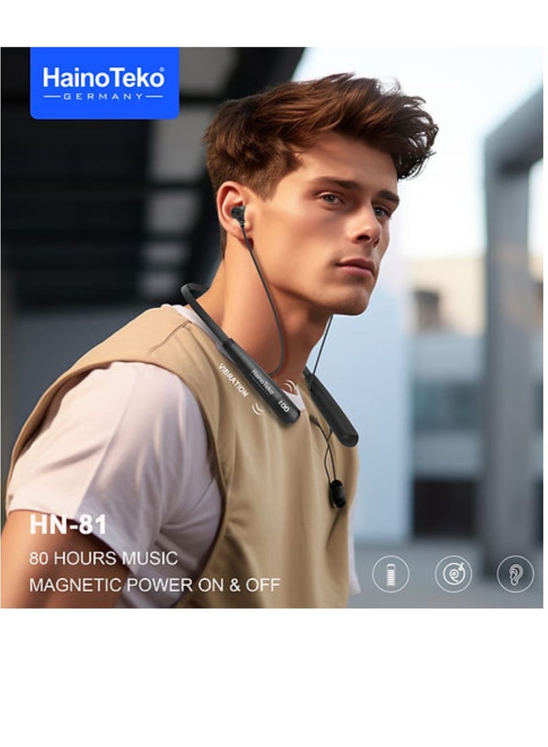 Haino Teko HN 81 Wireless Bluetooth Neckband Earphone with Magnetic Power On and Off and 80 Hours Music - Image 3