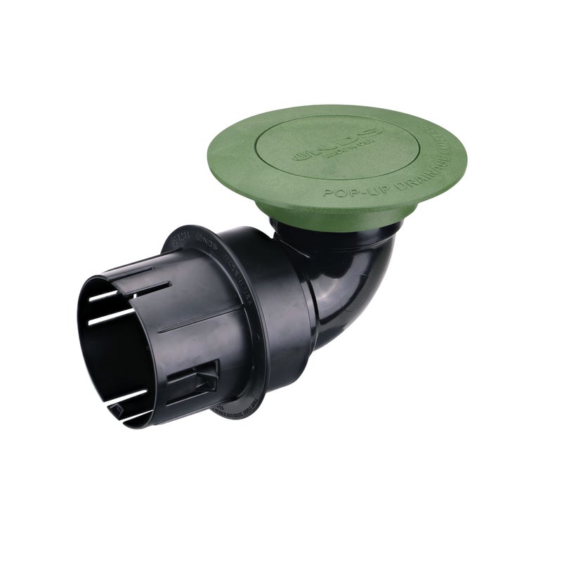 NDS 430 Pop-Up Drainage Emitter with Elbow and Adapter for 3 in. & 4 in. Drain Pipes, works with drainage systems including catch basins, Green Plastic - Image 1