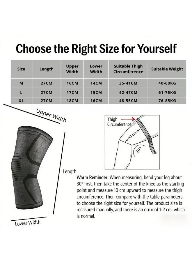 Knee Compression Sleeves 2 Pack | Braces for Arthritis & Meniscus Tear Pain Relief | Running & Weightlifting Support for Men and Women | Gray - Image 5