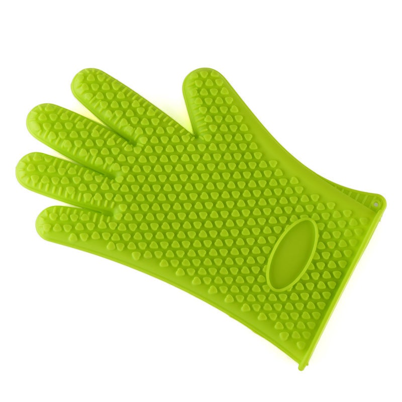 Thick 145g Silicone Gloves Heat-Resistant Non-Slip Green 