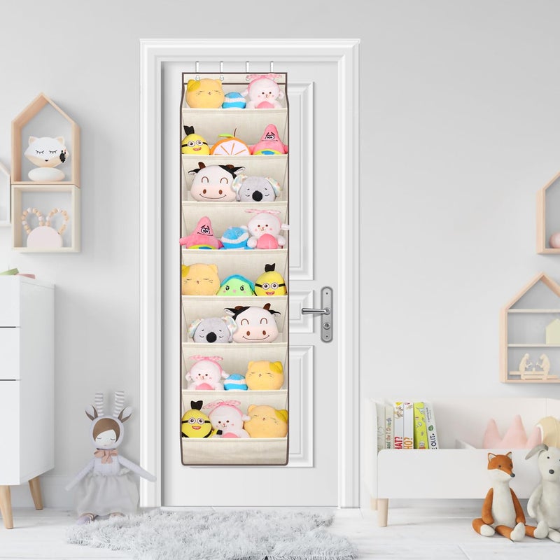 Sleeping Lamb منظم أحذية SLEEPING LAMB فوق الباب لخزانة الملابس مع جيوب عميقة كبيرة، رف أحذية ضيق لتعليق الأحذية، بيج - Image 5