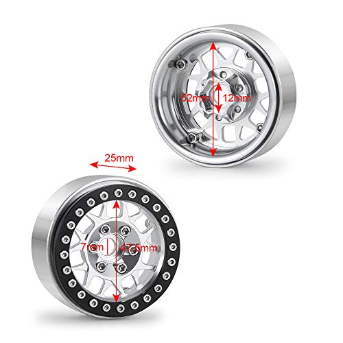 RCLIONS 4pcs Aluminum Alloy 22inch RC Beadlock Wheels Rims for Axial Wraith SCX10 TRX4 110th RC Crawler Car - Image 5