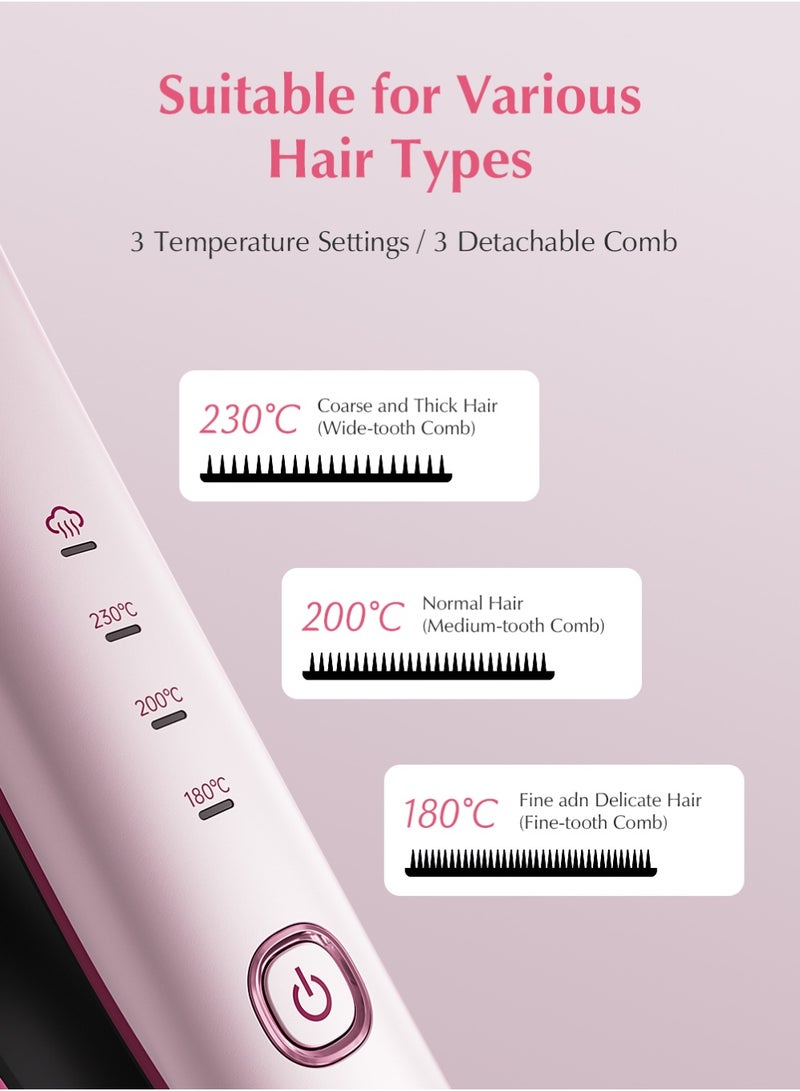 كينسي بيوتي مكواة فرد وتجعيد شعر احترافية 2 في 1، تقلل من التلف، ومكواة فرد الشعر بالبخار تُغذي الشعر، ومكواة فرد الشعر سريعة التسخين مع 3 درجات حرارة قابلة للتعديل، و3 أمشاط قابلة للفصل، وخزان مياه سعة 25 مل - Image 4