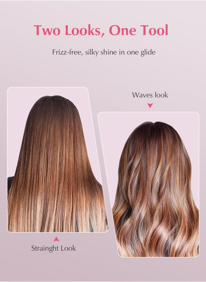 كينسي بيوتي مكواة فرد وتجعيد شعر احترافية 2 في 1، تقلل من التلف، ومكواة فرد الشعر بالبخار تُغذي الشعر، ومكواة فرد الشعر سريعة التسخين مع 3 درجات حرارة قابلة للتعديل، و3 أمشاط قابلة للفصل، وخزان مياه سعة 25 مل - Image 5