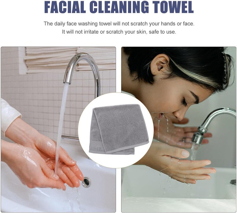 Thickened Cotton Facial Towel Grey Water Absorbent Bathroom Washcloth Soft Home Use Face Cloth - Image 3