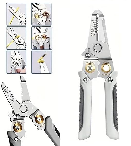 LAKSHMINARAYAN SALES LAKSHMINARAYAN SALES 6 in 1 Multifunctional Wire Stripper Tool For Electrician Cable Stripping Plier Mini pocket Repair Tool For Cutting and Crimping Wire Looping with Security Locks  - Image 1