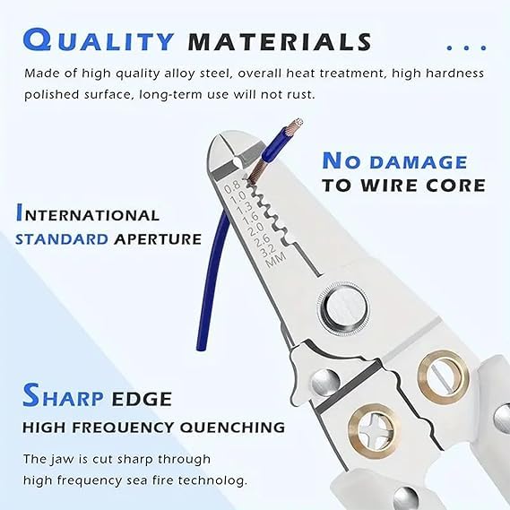 LAKSHMINARAYAN SALES LAKSHMINARAYAN SALES 6 in 1 Multifunctional Wire Stripper Tool For Electrician Cable Stripping Plier Mini pocket Repair Tool For Cutting and Crimping Wire Looping with Security Locks  - Image 2
