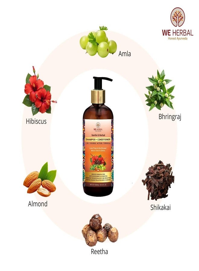 WE HERBAL شامبو وبلسم وي هيربال الطبيعي 2 في 1 | عناية أيورفيدية لشعر أقوى وأكثر نعومة | مع البرينجراج والأملا وزيت الأرغان | خالٍ من الكبريتات | 300 مل - Image 2