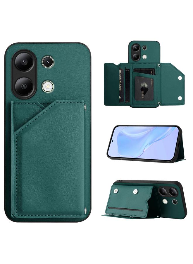 S-TOP Case For Redmi Note 13 4G Global Skin Feel Four Card Slots Phone Case with Wrist Strap - Image 1