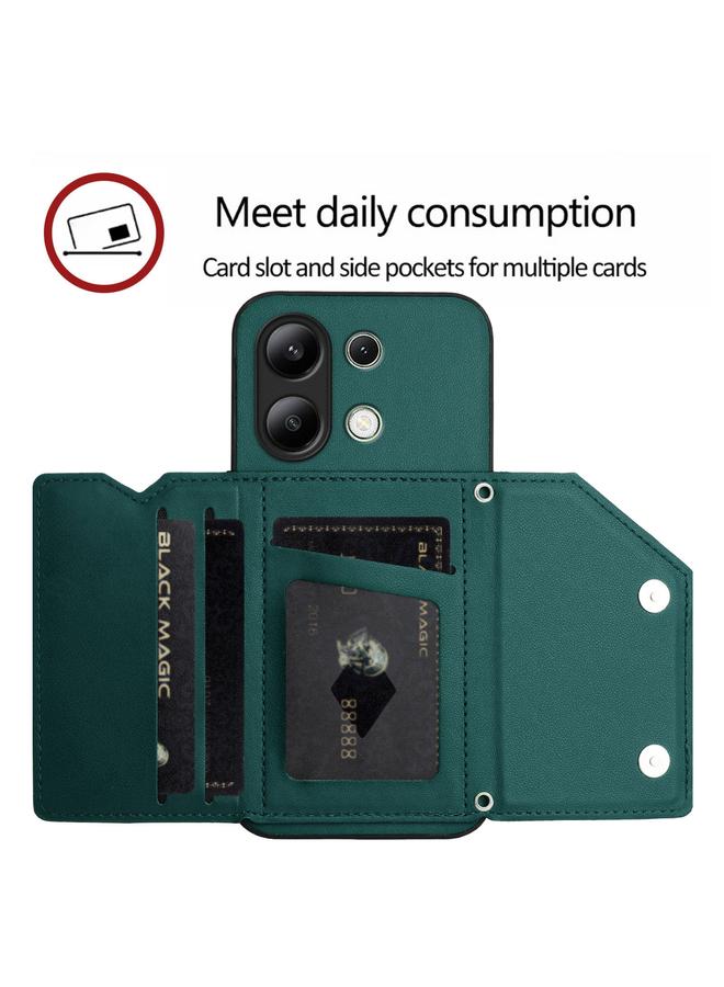 S-TOP Case For Redmi Note 13 4G Global Skin Feel Four Card Slots Phone Case with Wrist Strap - Image 5