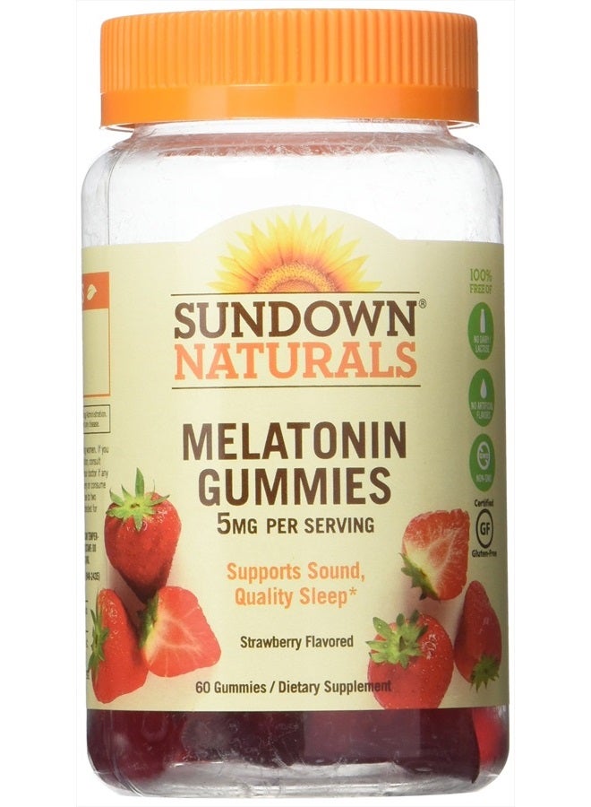 sundown Naturals Melatonin 5 mg Dietary Supplement Gummies Strawberry Flavor - 60 ct, Pack of 3 - Image 1