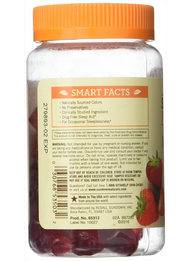 sundown Naturals Melatonin 5 mg Dietary Supplement Gummies Strawberry Flavor - 60 ct, Pack of 3 - Image 2