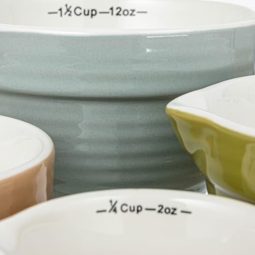 Creative Co-Op Stoneware Batter Bowl Measuring Cups, Set of 4 Sizes, Multicolor - Image 3