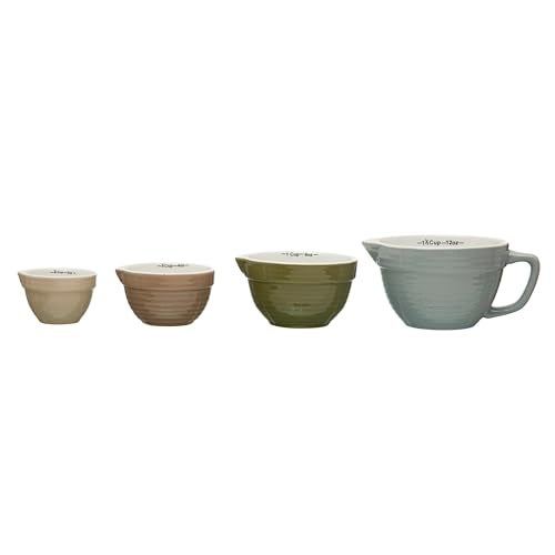 Creative Co-Op Stoneware Batter Bowl Measuring Cups, Set of 4 Sizes, Multicolor - Image 2