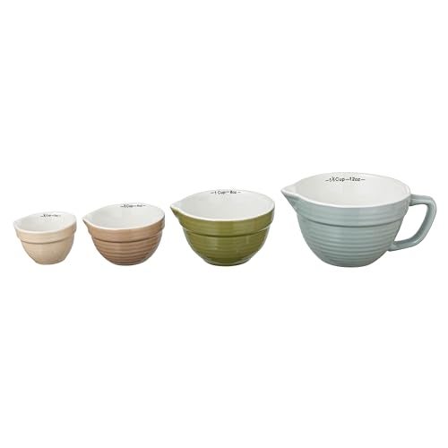 Creative Co-Op Stoneware Batter Bowl Measuring Cups, Set of 4 Sizes, Multicolor - Image 4