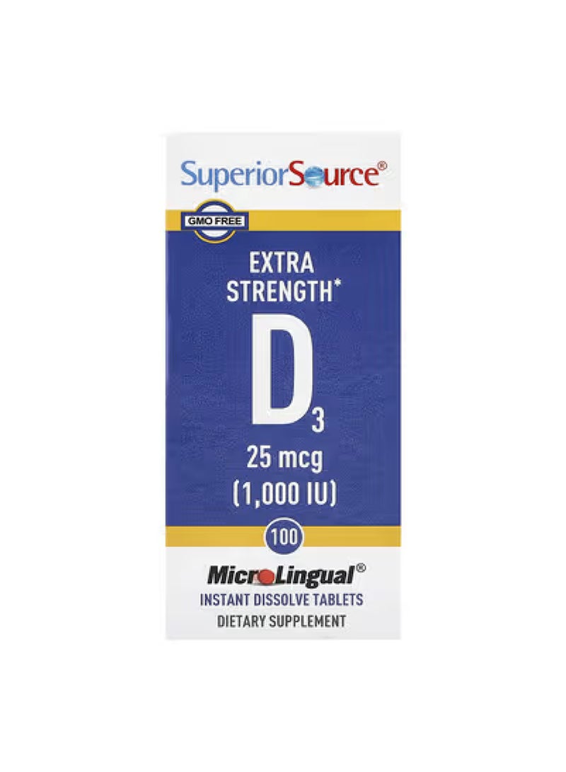Superior Source D3, 25 mcg (1,000 IU), 100 MicroLingual® Instant Dissolve Tablets
