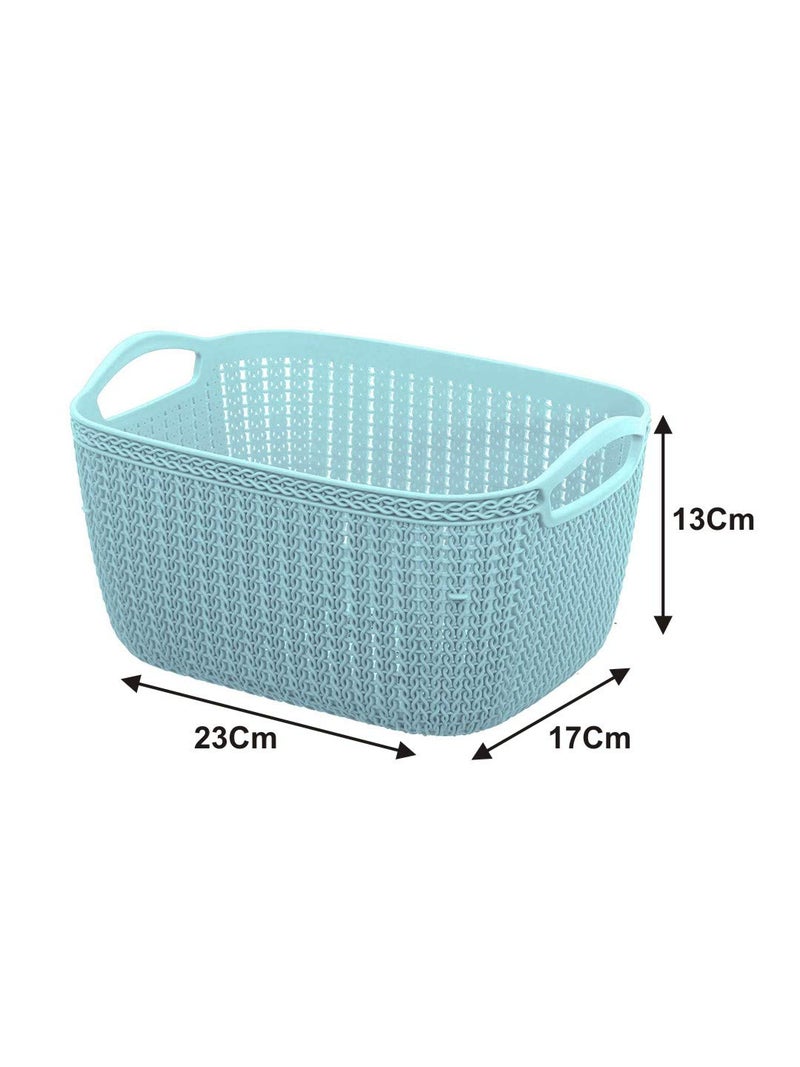 Kuber Industries Q-5 Unbreakable Plastic 2 Pieces Multipurpose Medium Size Flexible Storage Baskets/Fruit Vegetable Bathroom Stationary Home Basket with Handles (Light Green & Light Blue) - Image 2