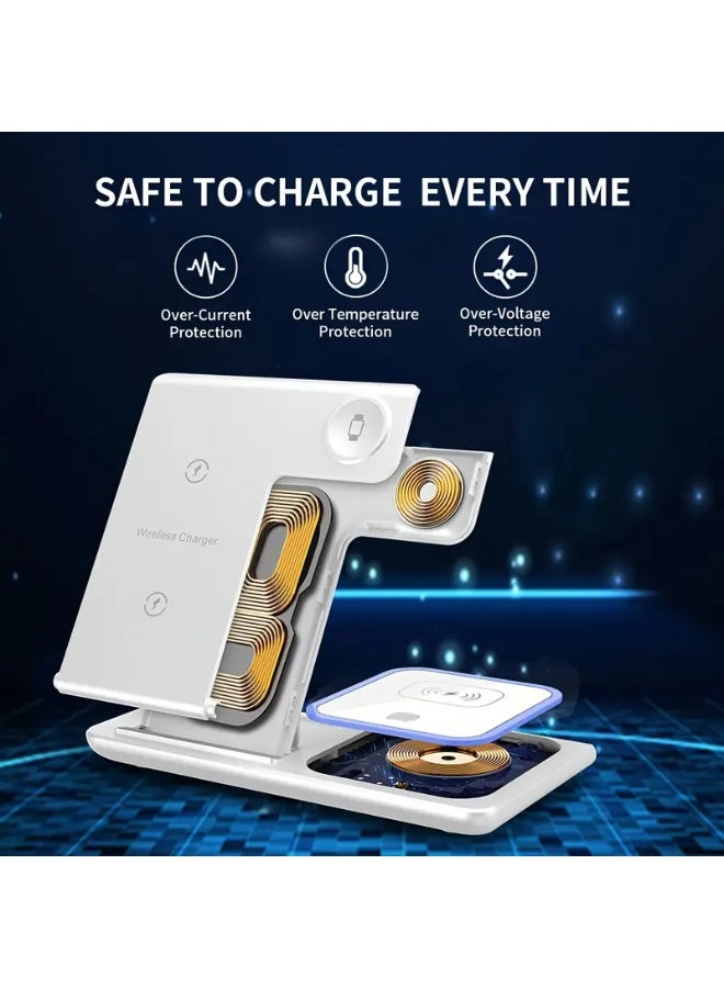 Bukela Wireless Charging Station 3 In 1 Standard 15W Fast Mag-Safe Charger Stand For IPhone16 15 14 13 12 11 X 8 Pro Max/Pro/Mini/Plus, IWatch Ultra 10/9/8 7/6/5/4/3/2 SE, AirPods 4/3/2/Pro/pro2 - Image 5