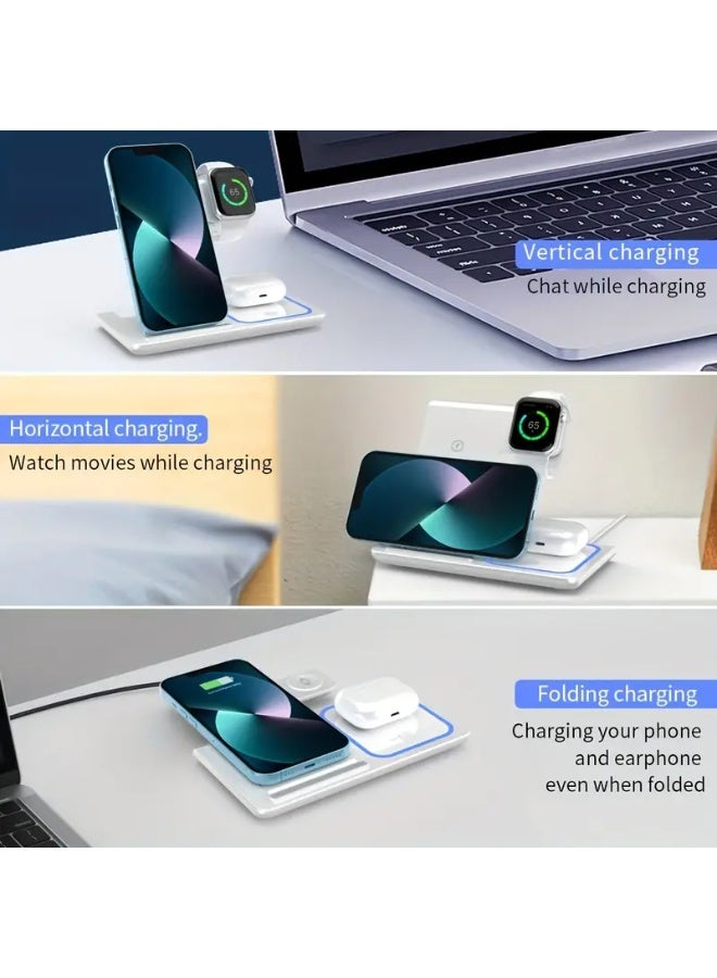 Bukela Wireless Charging Station 3 In 1 Standard 15W Fast Mag-Safe Charger Stand For IPhone16 15 14 13 12 11 X 8 Pro Max/Pro/Mini/Plus, IWatch Ultra 10/9/8 7/6/5/4/3/2 SE, AirPods 4/3/2/Pro/pro2 - Image 2