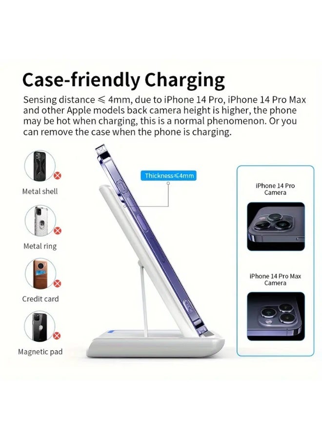 Bukela Wireless Charging Station 3 In 1 Standard 15W Fast Mag-Safe Charger Stand For IPhone16 15 14 13 12 11 X 8 Pro Max/Pro/Mini/Plus, IWatch Ultra 10/9/8 7/6/5/4/3/2 SE, AirPods 4/3/2/Pro/pro2 - Image 4