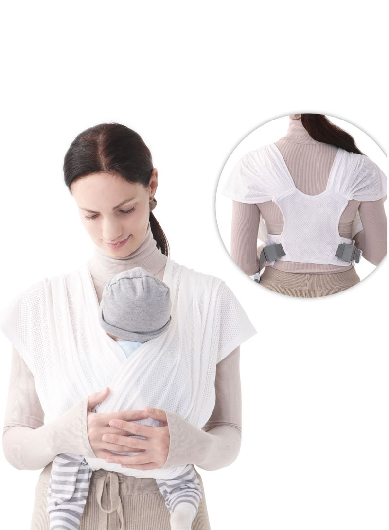 شيلة أطفال سهلة الارتداء وقابلة للتعديل. تصلح كحمالة أطفال لحديثي الولادة وتناسب الأطفال الصغار أيضًا. تعمل كحمالة شيالة للرضع ومزودة بحلقة. - Image 2