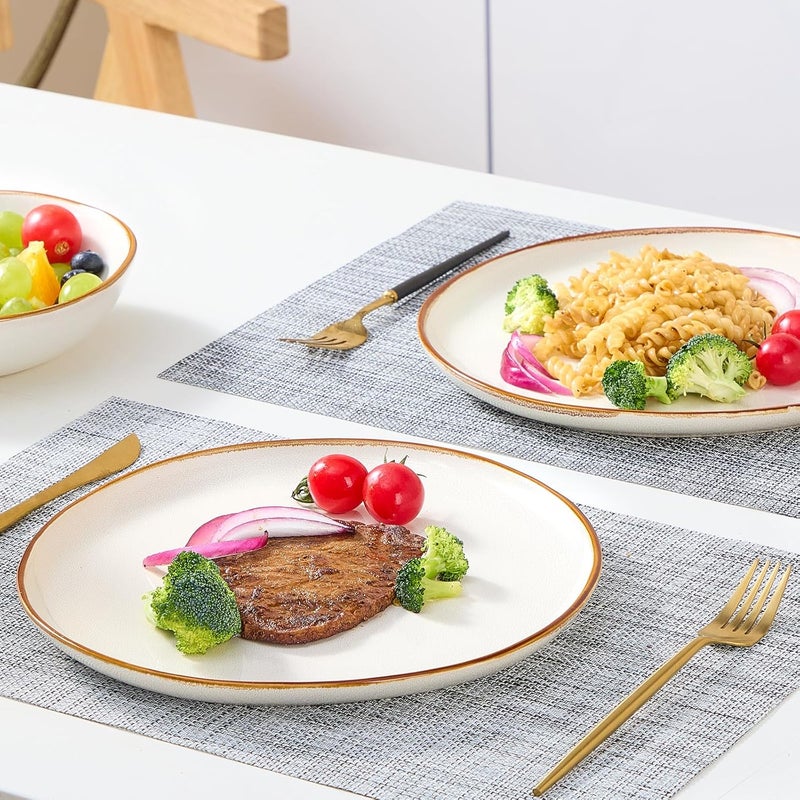 BEST ONE Bestone 12 Pieces Round Kitchen Dinnerware SetsPlates and Bowls SetsDishes Plates Bowls Dish Set Chip Resistant Ceramic Dinnerware Set DishwasherMicrowave SafeService for 4Pearl White - Image 5