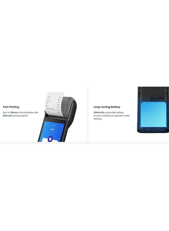Telpo M1 Handheld Android POS Terminal with Built-in Thermal Printer, 3GB RAM, 32 GB ROM, 6",720 x 1440 Touch Display,58mm Printer, NFC, 2D, 2 Nano Sim& ESIM, GPS, LTE/WCDMA/GPRS/WI-FI/BLUETOOTH - Image 4