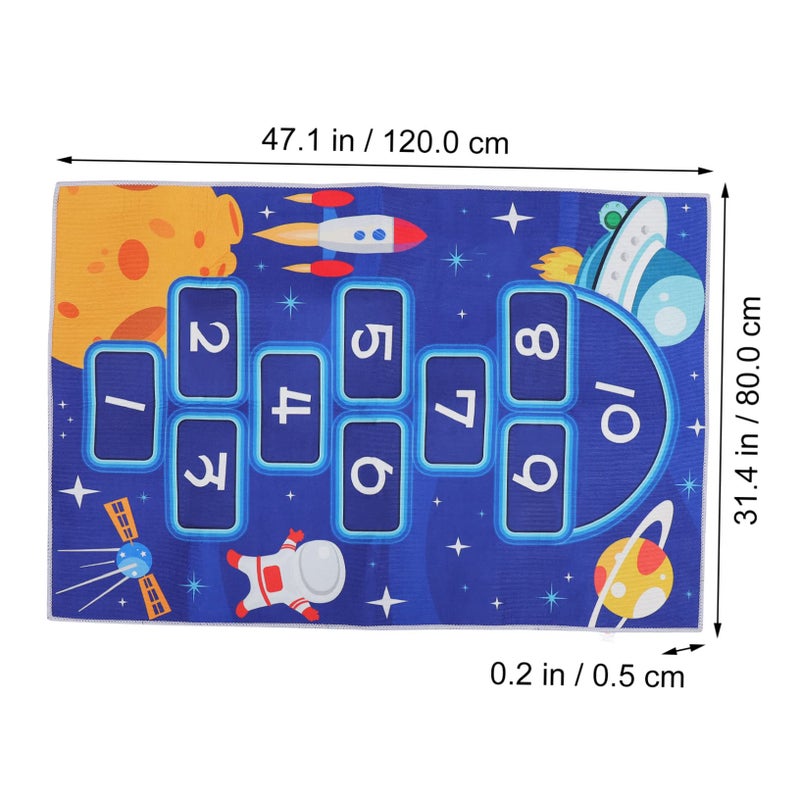 Kids Astronaut Solar System Non Slip Nursery Rug Blue 4x6 Feet Play Mat - Image 4
