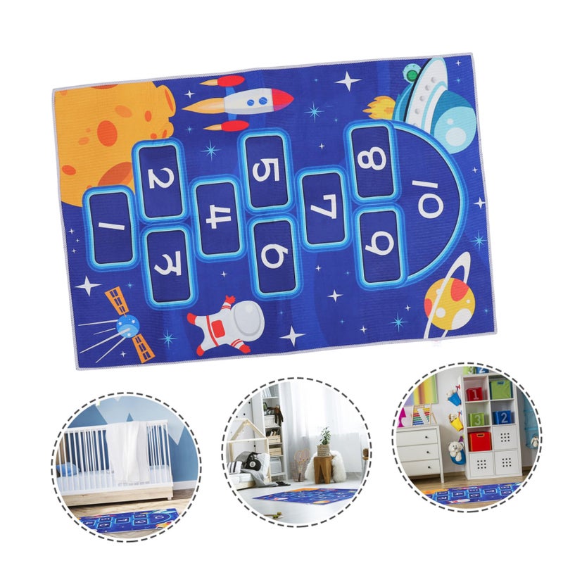 Kids Astronaut Solar System Non Slip Nursery Rug Blue 4x6 Feet Play Mat - Image 5