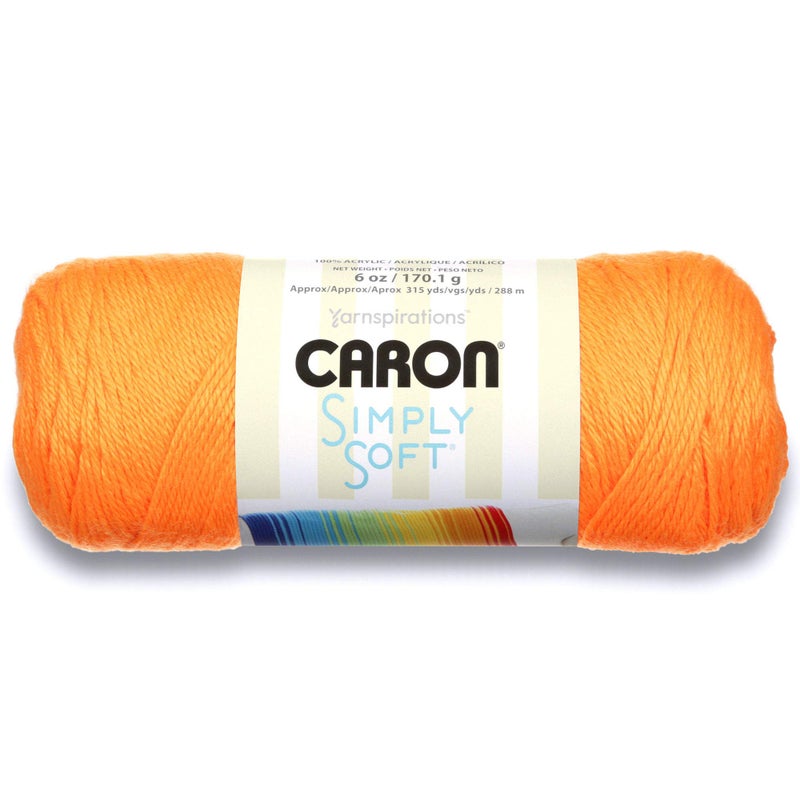 CARON Caron Simply Soft Solids Yarn Gauge 4 Medium 100 Acrylic Neon Orange  Machine Wash  Dry 