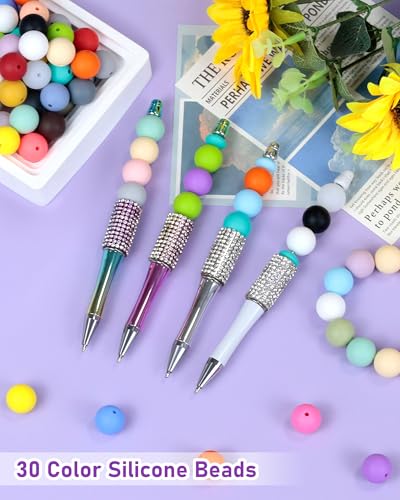 FIVEIZERO 150PCS FIVEIZERO Silicone Beads, 30 Colors 15mm Silicone Beads for Keychain Making, Rubber Round Bulk Focal Beads for DIY Crafts Making - Image 3