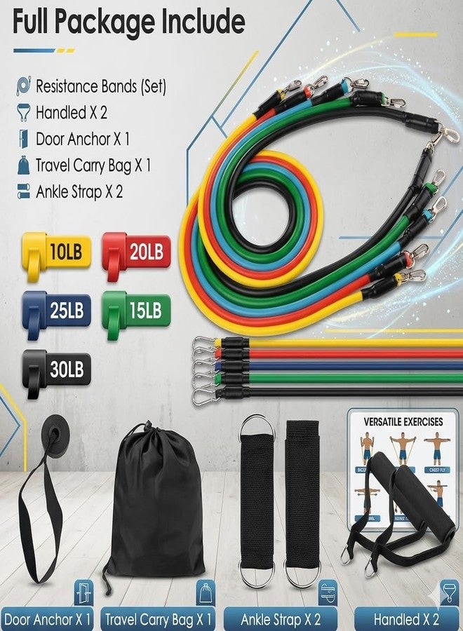 SAG Resistance Bands Set for Exercise, Stretching and Workout Toning Tube Kit with Foam Handles, Door Anchor, Ankle Strap and Carry Bag for Men, Women (100LBs) - Image 2