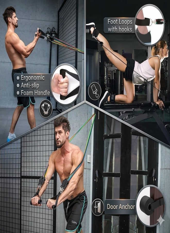 SAG Resistance Bands Set for Exercise, Stretching and Workout Toning Tube Kit with Foam Handles, Door Anchor, Ankle Strap and Carry Bag for Men, Women (100LBs) - Image 5