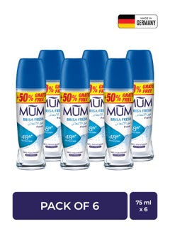 MUM Deodorant Roll-on - Brisa Fresh, 48-Hrs Protection, Quick Drying Formula For All Skin Type, Pack of 6, 75ml Each  - Image 1