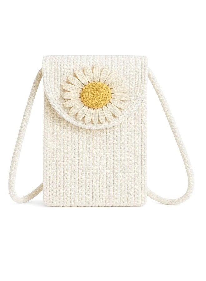DYARCHY Stylish Woven Mobile Pouch Sling Bag for Women | Crossbody Phone Bag with Strap & Velcro Closure | Lightweight Small Purse for Travel, Shopping & Casual Outfits (Queen Pink) (WHITE) - Image 1
