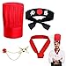 Keymall Costume Headwear Chef Hat Hibachi Japanese Teppanyaki Tall Cap with Hachimaki Headband Set B Red - Image 3