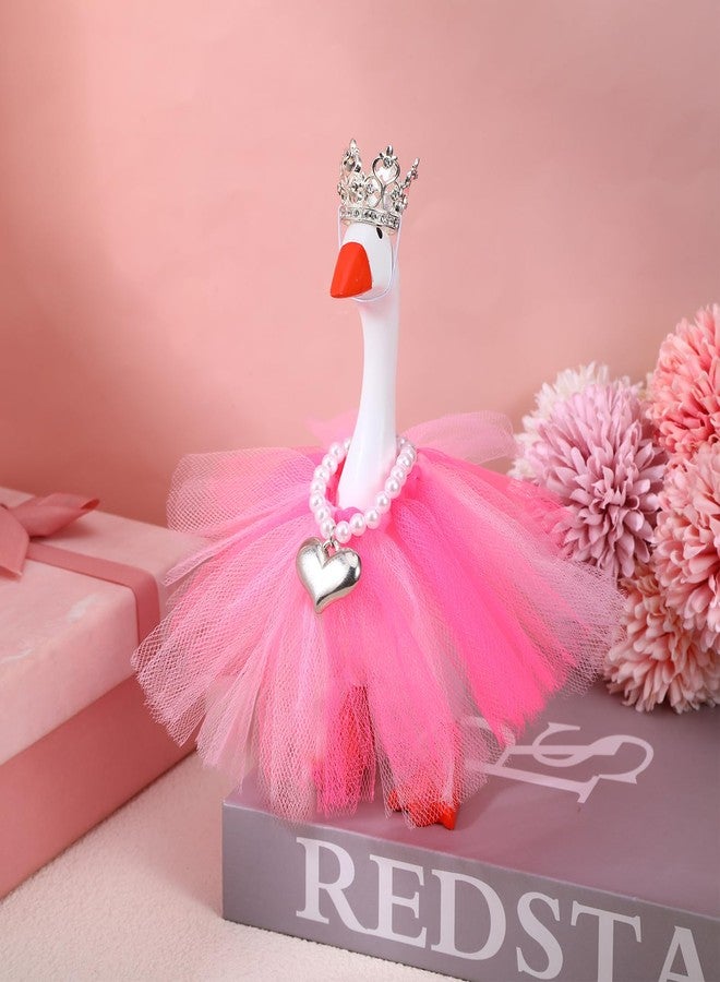 SXoonKing 3Pcs Mini Desk Goose Outfits 7 Inches, Desk Goose Clothes - Rhinestone Tiara Crown Necklace Pink Tutu Dress, Magnetic Goose Key Holder Princess Costumes for Duck Statue Desk Key Holder (Pink) - Image 3
