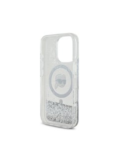 Karl Lagerfeld iPhone 16 Pro Magsafe Case Liquid Glitter Hard Cover with Karl Head / Drop protection / Slim Profile / Comfortable Grip-Transparent  - Image 3